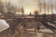 Vincent Van Gogh The Parsonage Garden at Nuenen in the Snow (nn04) oil painting